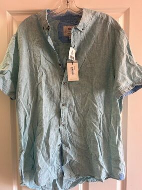 Report Collection Light Blue Short Sleeve Button-Up Shirt